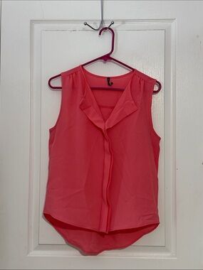Love Culture Coral V-Neck Ruffle Front Sleeveless Camisole